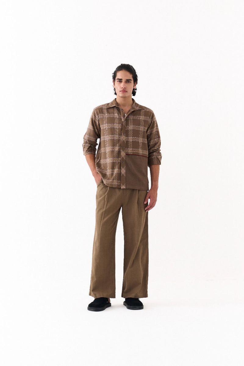 SOLID PANEL SHIRT CO-ORD-DENIM BLUE