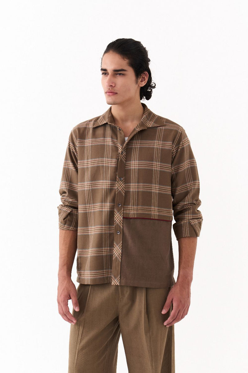 SOLID PANEL SHIRT-CEDAR