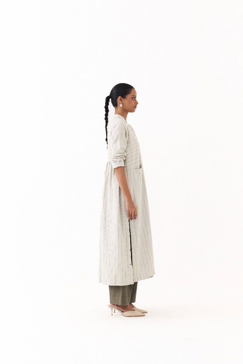 BACK GATHER JACKET CO-ORD (SET OF 2)-BEIGE & OLIVE twill by THREE for women Worldwide
