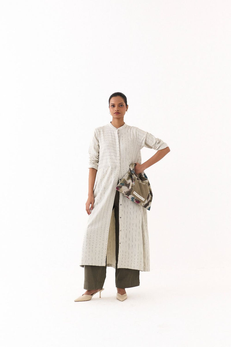 BACK GATHER JACKET CO-ORD (SET OF 2)-BEIGE & OLIVE twill by THREE for women Worldwide