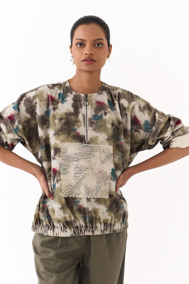 ROUND NECK JUMPER CO ORD (SET OF 2)-MULTICOLOR mul by THREE in multi color for women Worldwide