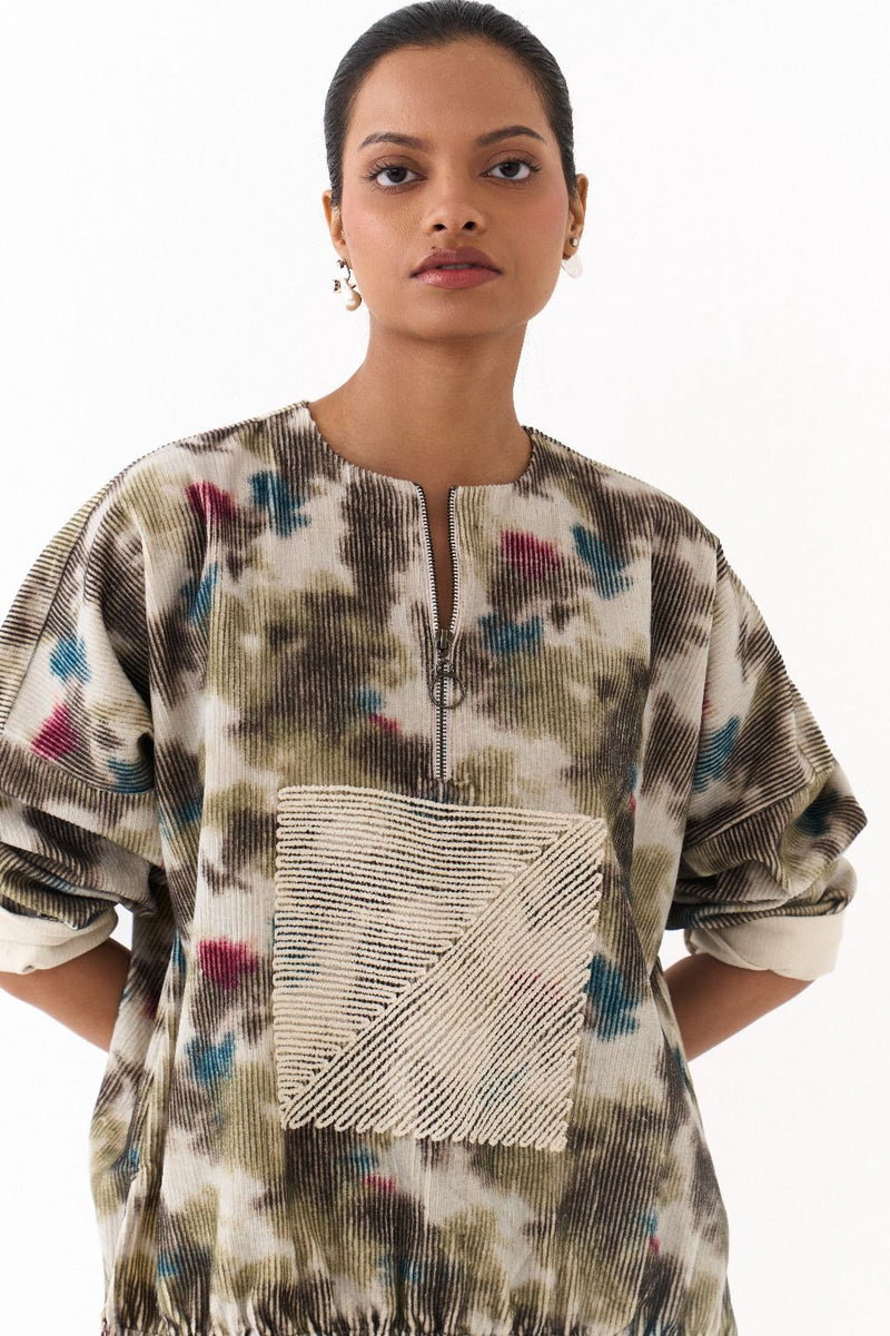 ROUND NECK JUMPER CO ORD (SET OF 2)-MULTICOLOR mul by THREE in multi color for women Worldwide