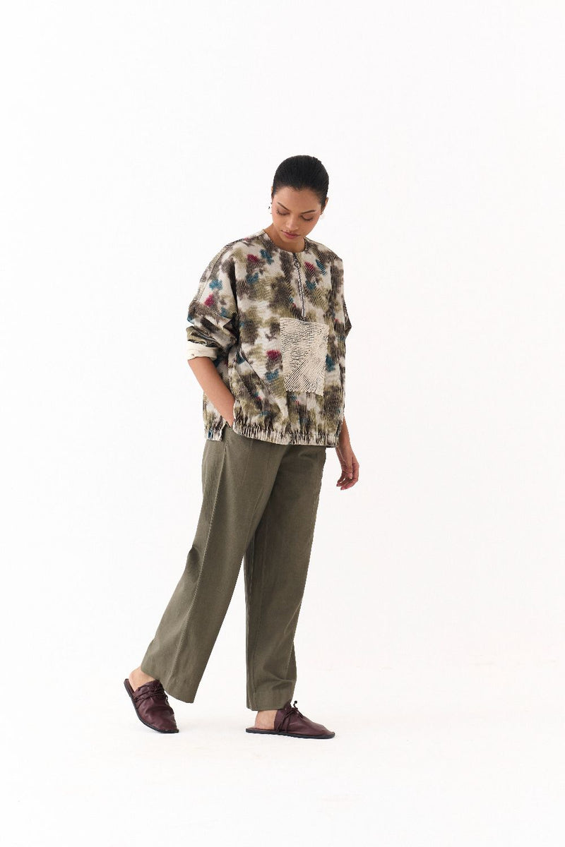 ROUND NECK JUMPER CO ORD (SET OF 2)-MULTICOLOR mul by THREE in multi color for women Worldwide