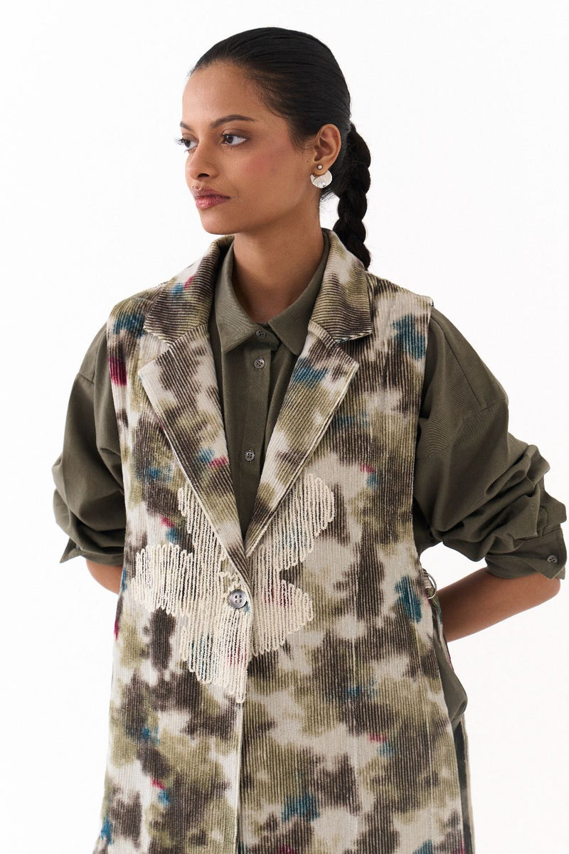 WAISTCOAT CO ORD (SET OF 3)-MULTICOLOR mul by THREE in multi color for women Worldwide