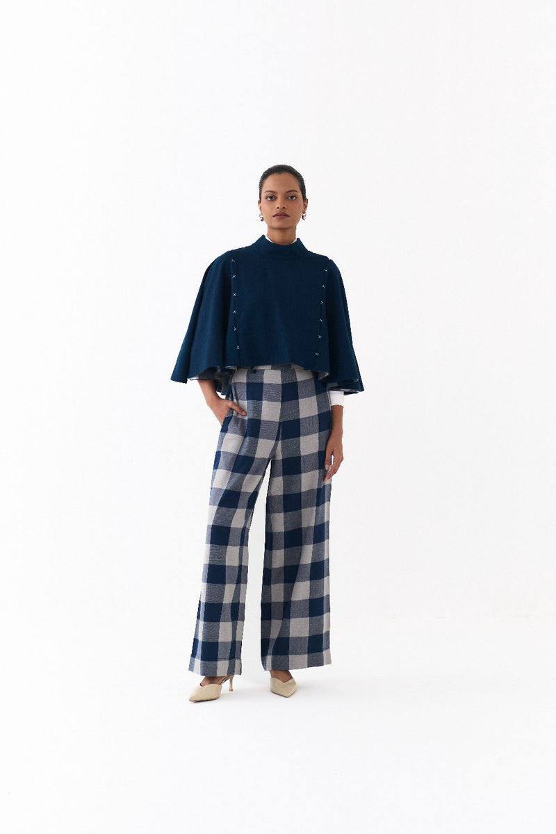 REVERSIBLE PONCHO CO ORD
(SET OF 2)-NAVY by THREE in navy color for women Worldwide