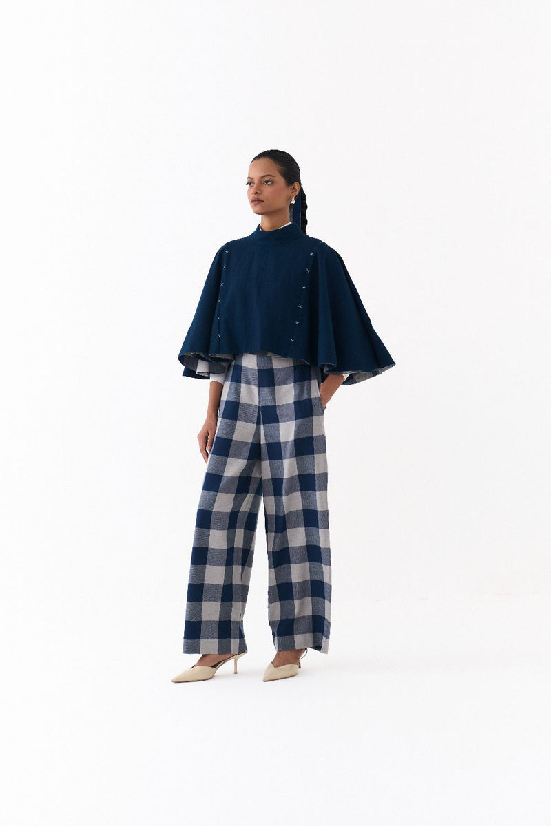 REVERSIBLE PONCHO CO ORD
(SET OF 2)-NAVY by THREE in navy color for women Worldwide