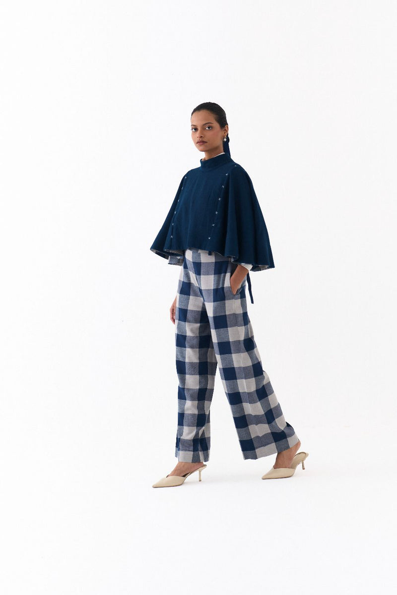 REVERSIBLE PONCHO CO ORD
(SET OF 2)-NAVY by THREE in navy color for women Worldwide