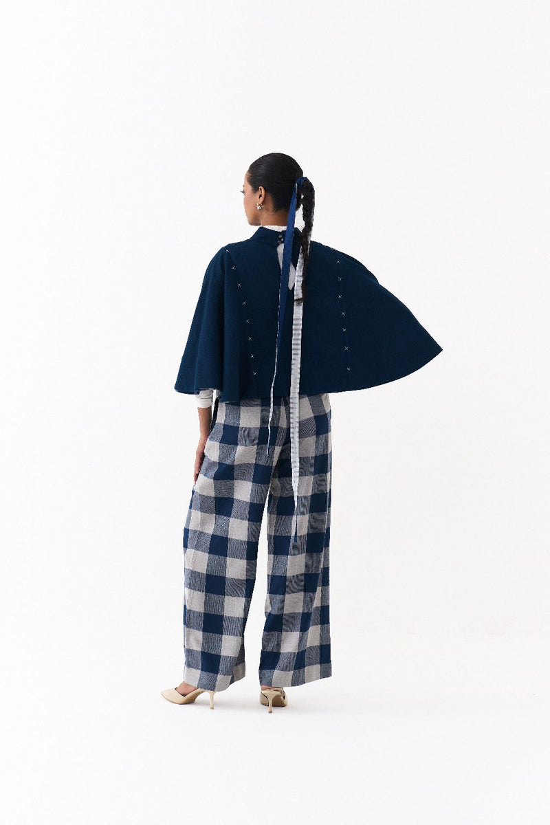 REVERSIBLE PONCHO CO ORD
(SET OF 2)-NAVY by THREE in navy color for women Worldwide
