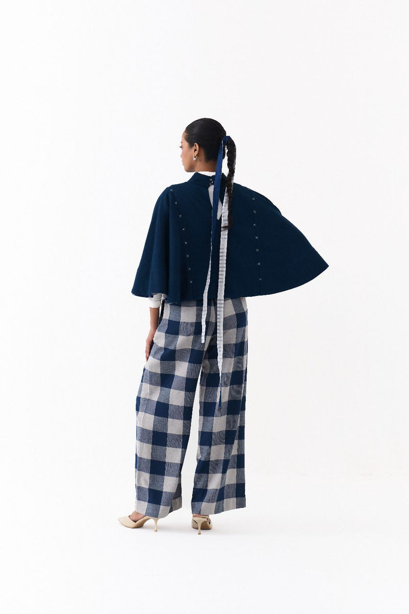 REVERSIBLE PONCHO CO ORD
(SET OF 2)-NAVY by THREE in navy color for women Worldwide