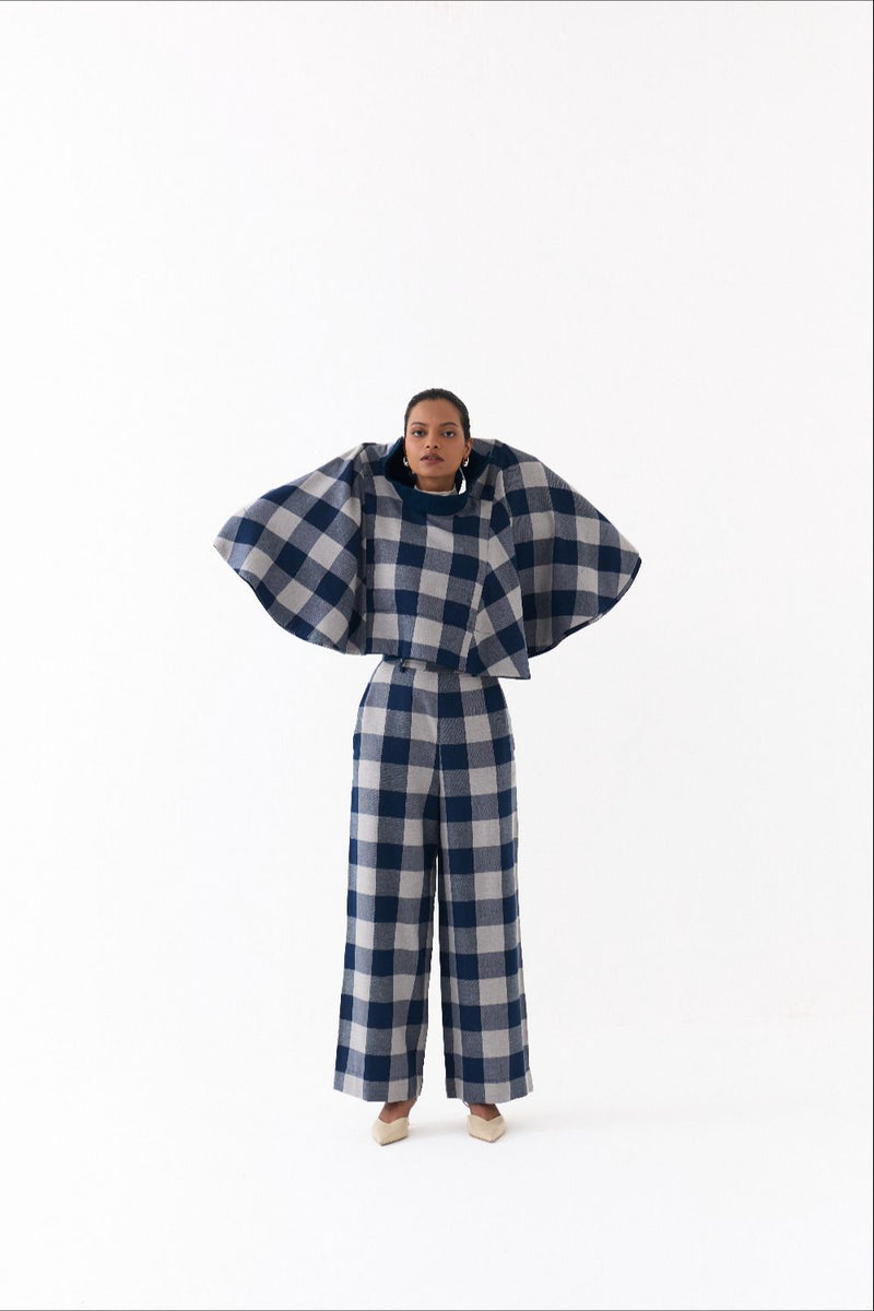 REVERSIBLE PONCHO CO ORD
(SET OF 2)-NAVY by THREE in navy color for women Worldwide