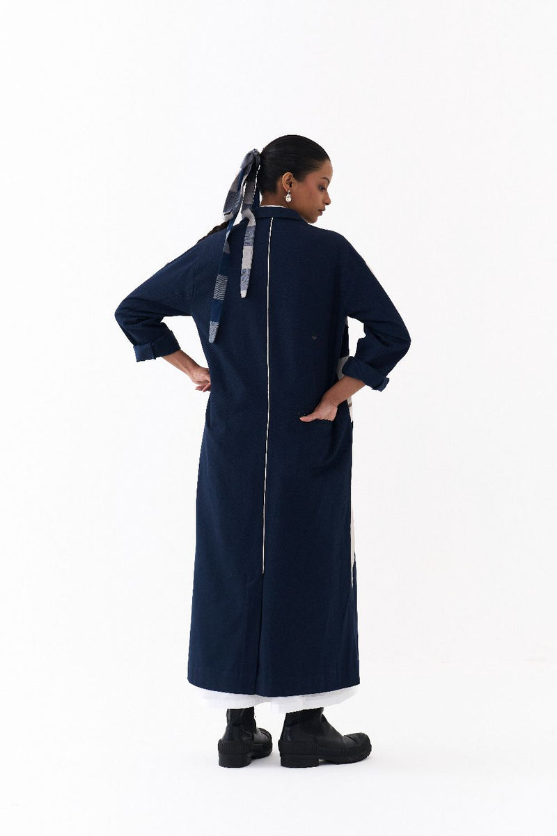 FLORAL APPLIQUE JACKET CO ORD
(SET OF 2)-NAVY & WHITE 100% cotton by THREE in navy color for women Worldwide