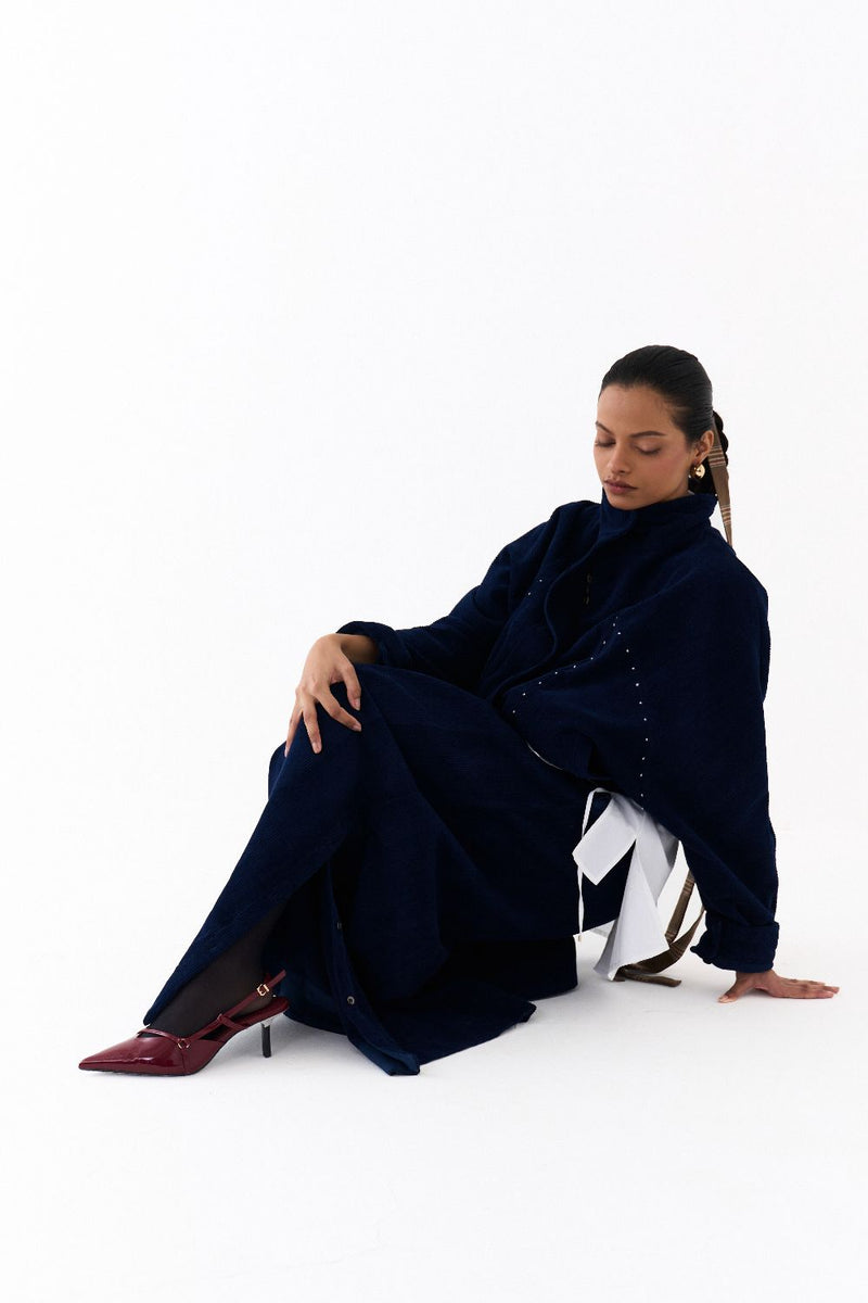 DRAWSTRING BOMBER JACKET-NAVY corduroy by THREE in navy color for women Worldwide