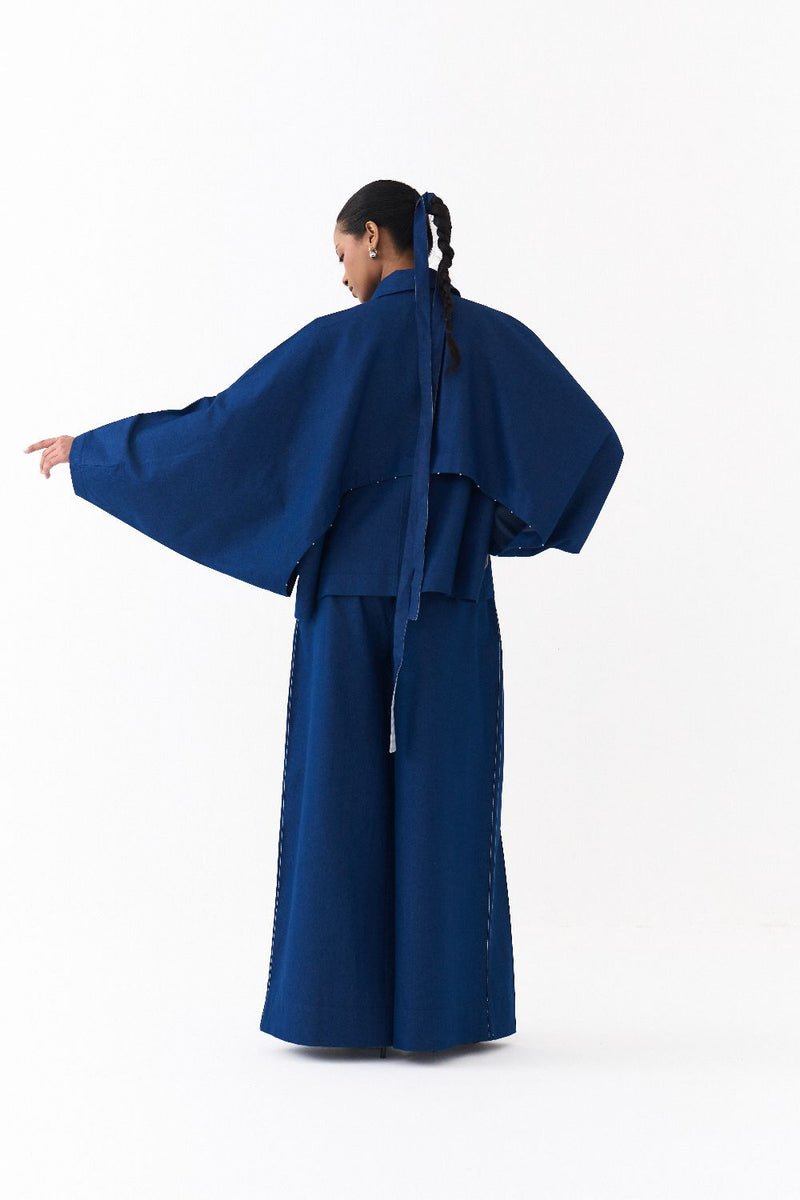 BAT SLEEVE JACKET -DENIM BLUE by THREE in blue color for women Worldwide