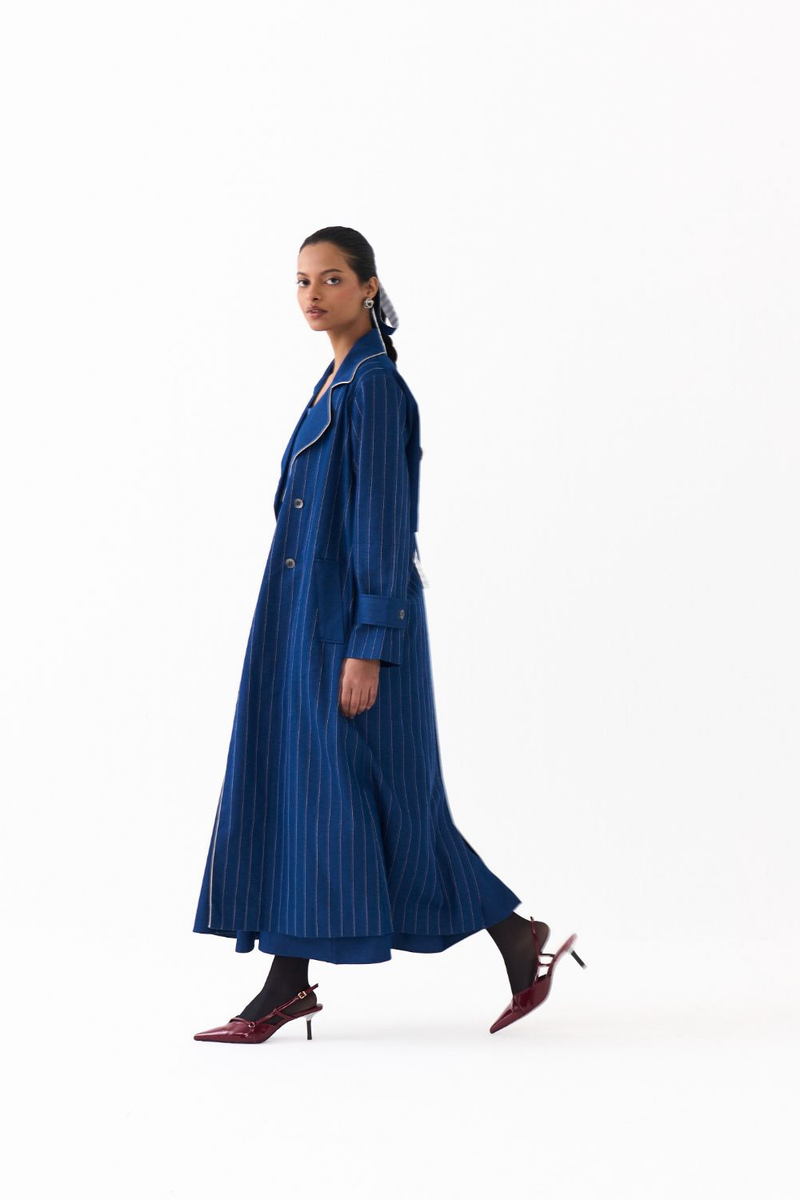 CORSET DRESS CO ORD
(SET OF 2)-DENIM BLUE by THREE in blue color for women Worldwide