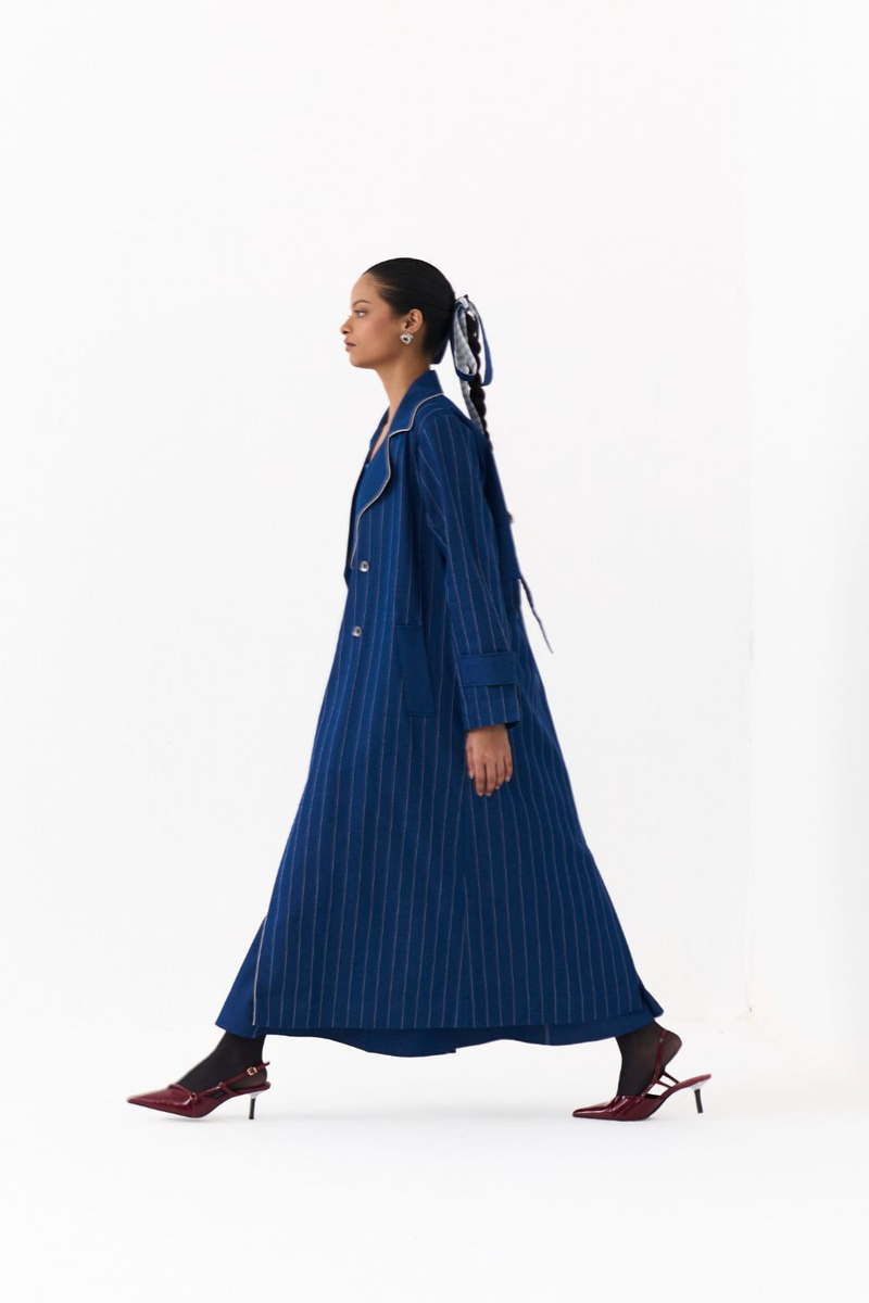 CORSET DRESS CO ORD
(SET OF 2)-DENIM BLUE by THREE in blue color for women Worldwide