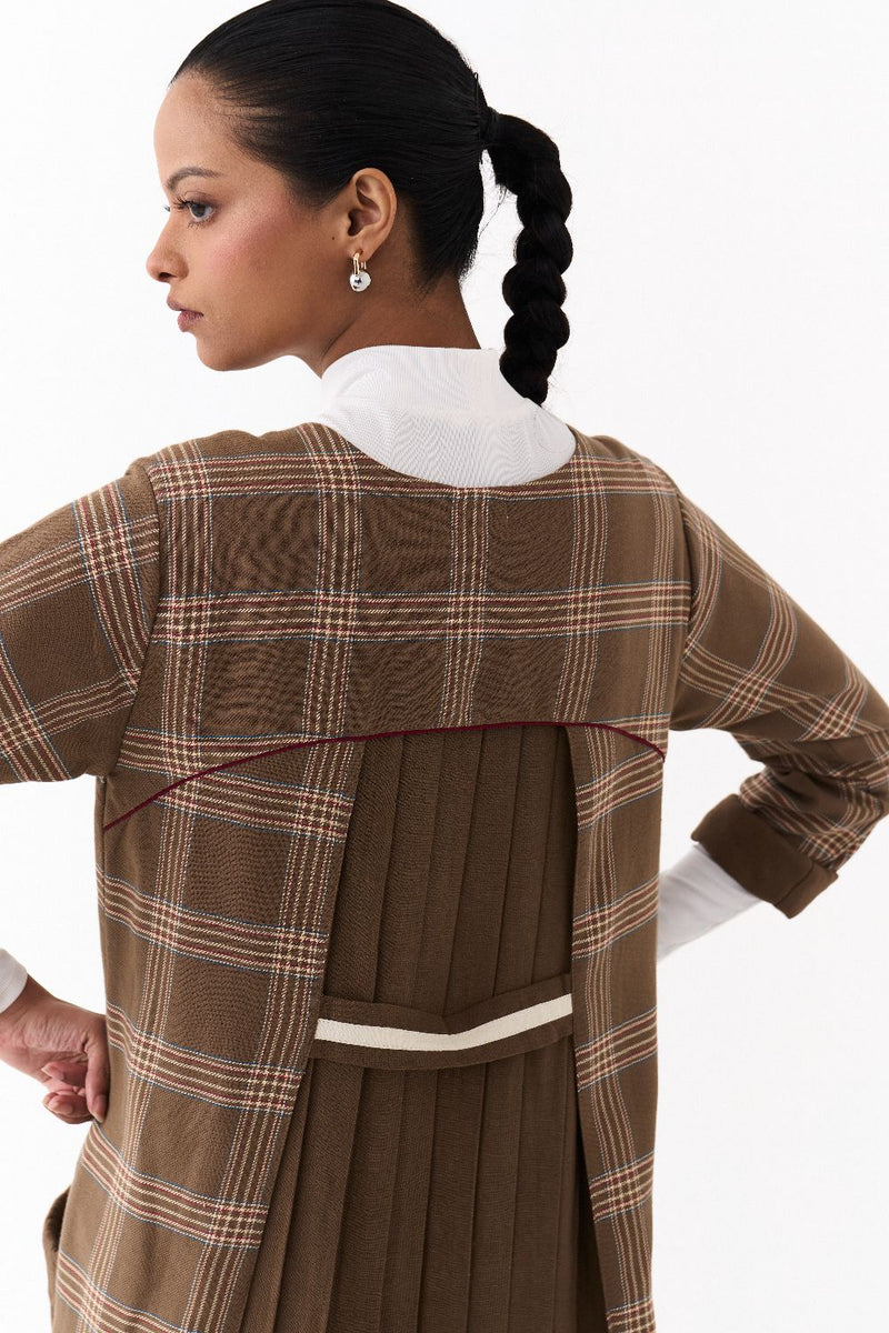 BACK PLEAT JACKET CO ORD (SET OF 2)-CEDAR by THREE for women Worldwide