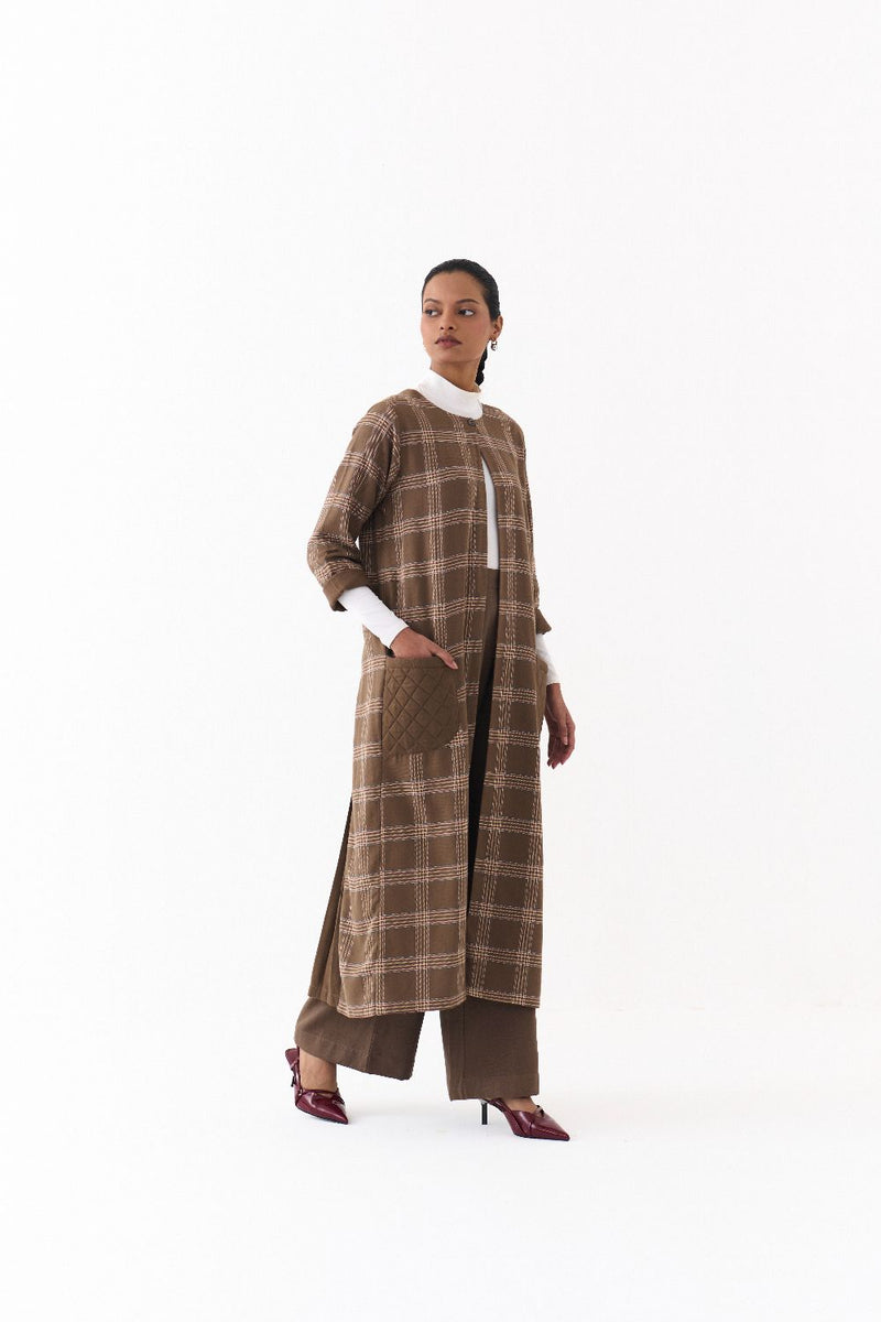 BACK PLEAT JACKET CO ORD (SET OF 2)-CEDAR by THREE for women Worldwide