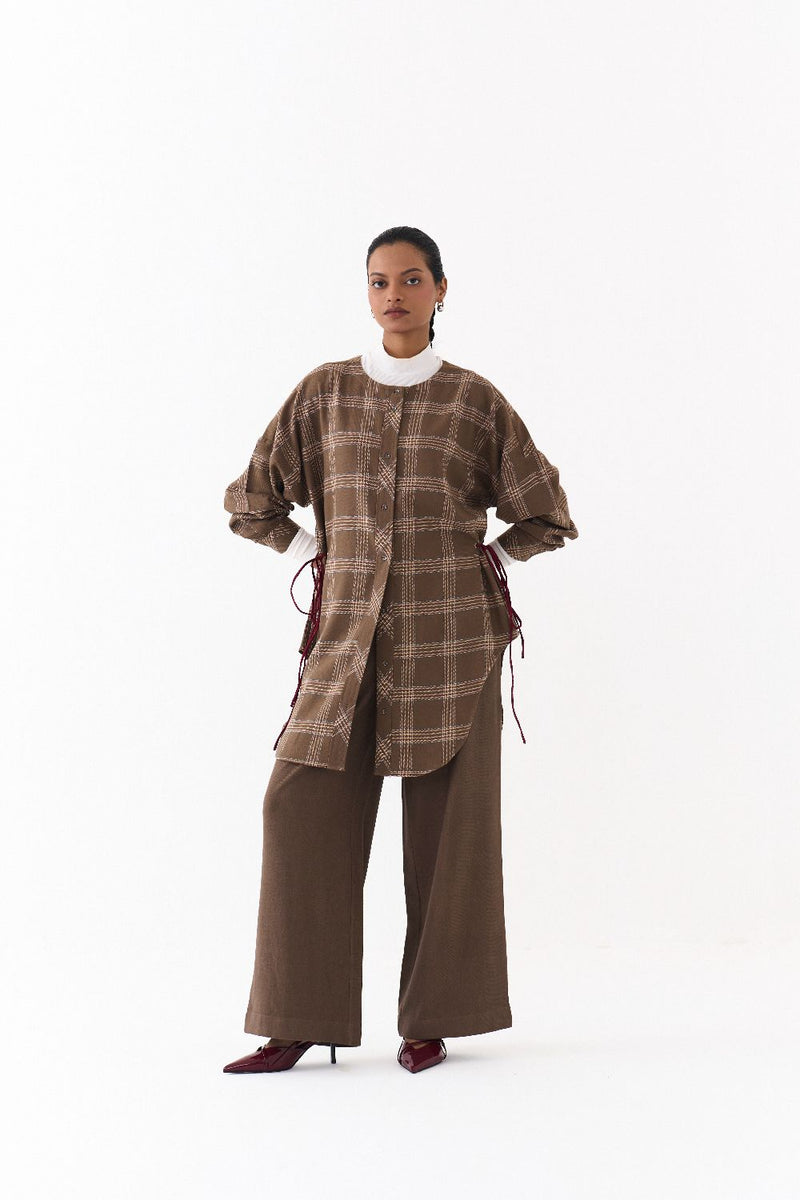 DRAWSTRING SHIRT CO ORD (SET OF 2)-CEDAR by THREE for women Worldwide