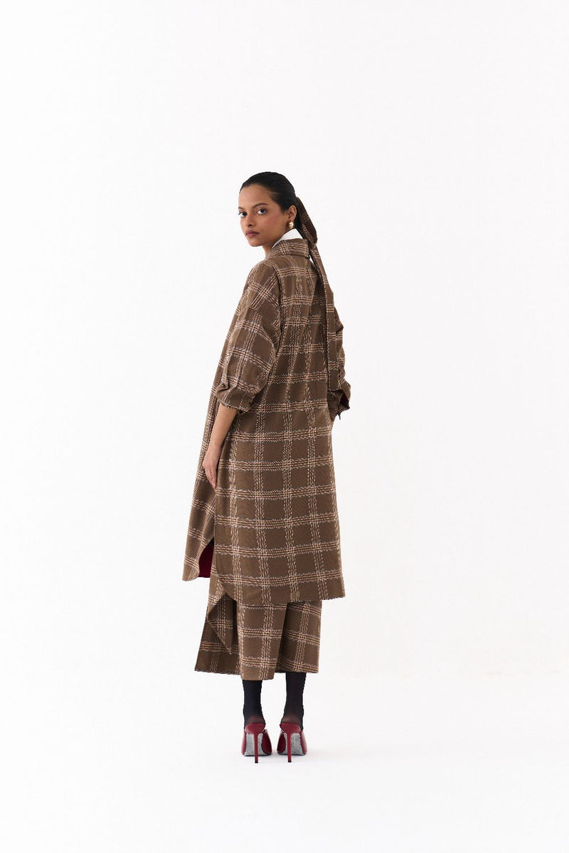 U-HEM JACKET-CEDAR CHECK + MADDER RED by THREE for women Worldwide