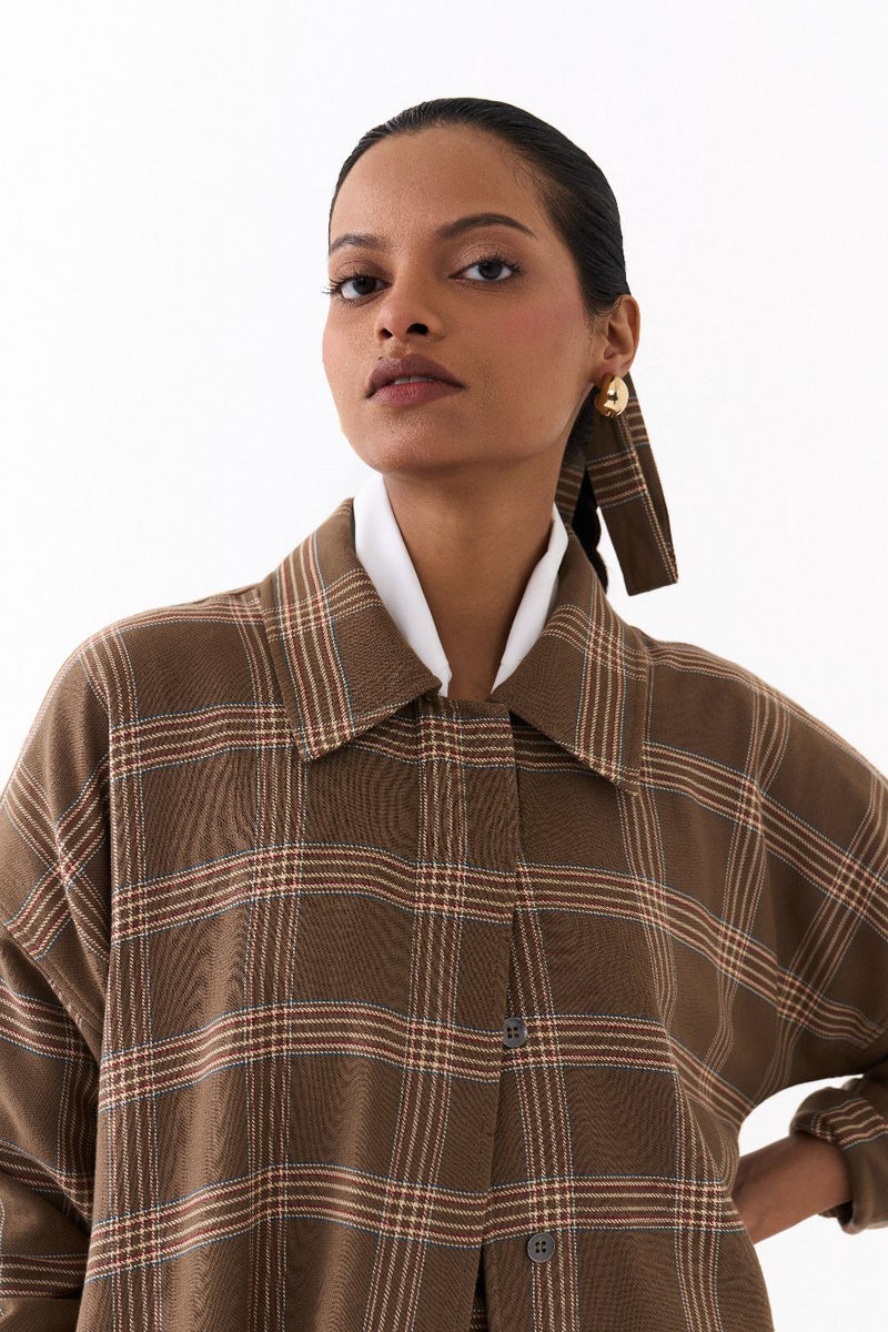 TWIST SKIRT CO ORD (SET OF 3)-CEDAR & WHITE 100% cotton by THREE for women Worldwide