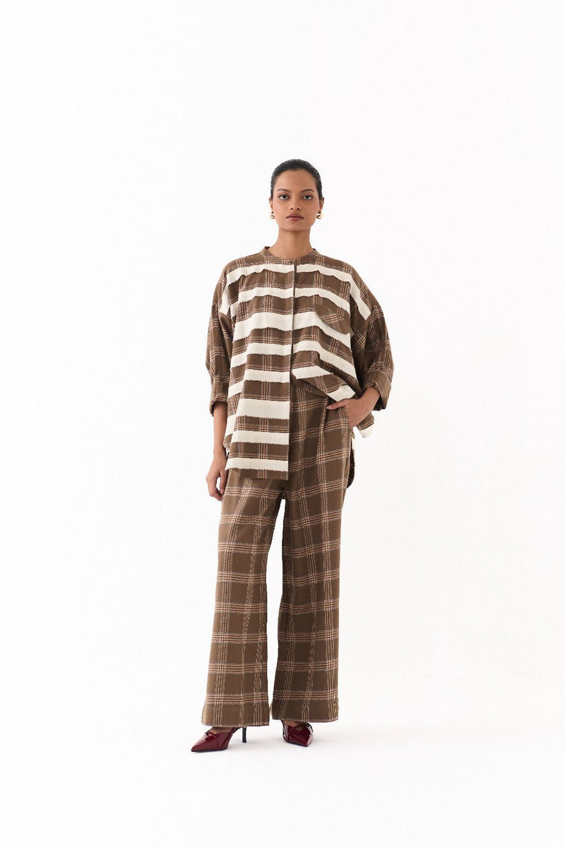 BAT SLEEVE SHIRT-CEDAR CHECK by THREE for women Worldwide