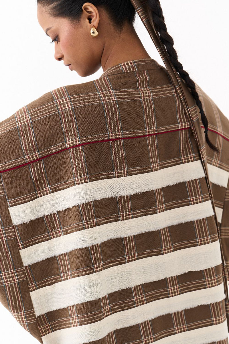 BAT SLEEVE SHIRT-CEDAR CHECK by THREE for women Worldwide