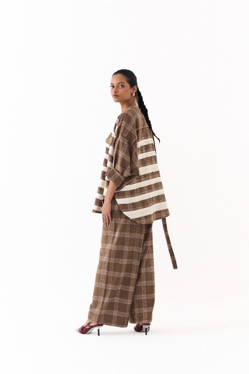 BAT SLEEVE SHIRT-CEDAR CHECK by THREE for women Worldwide