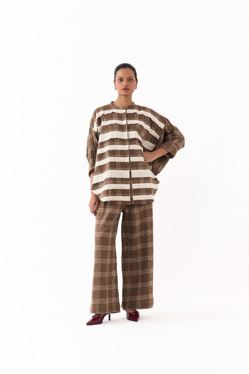 BAT SLEEVE SHIRT-CEDAR CHECK by THREE for women Worldwide