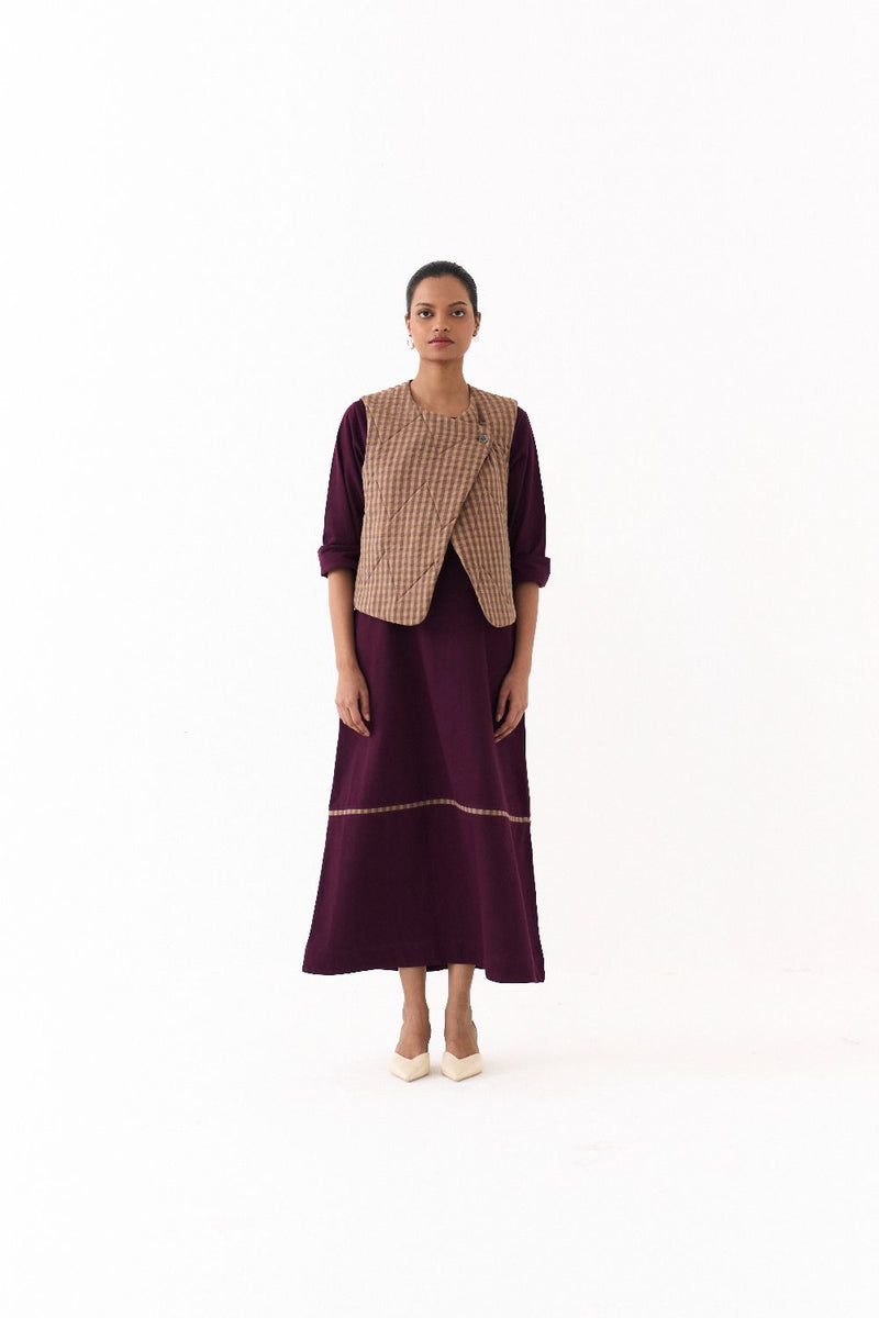 QUILTED VEST-CARAMEL mul by THREE for women Worldwide