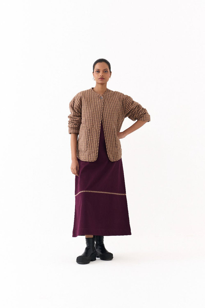 U HEM QUILTED JACKET-CARAMEL mul by THREE for women Worldwide