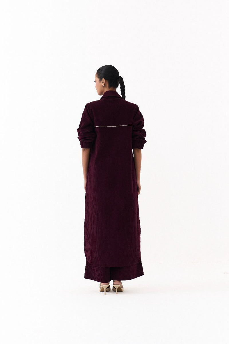 EVERYDAY U HEM SHIRT-WINE corduroy by THREE for women Worldwide