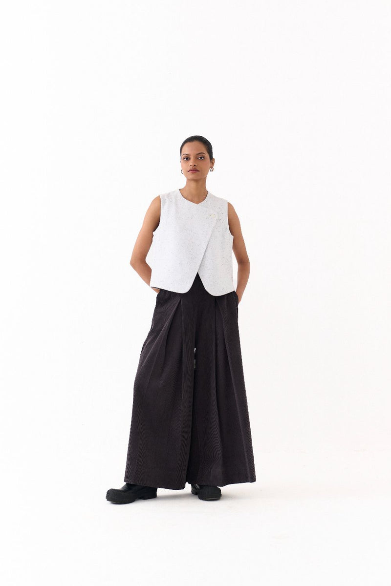 OVERLAP VEST-SPLASH PRINT IVORY by THREE in ivory color for women Worldwide