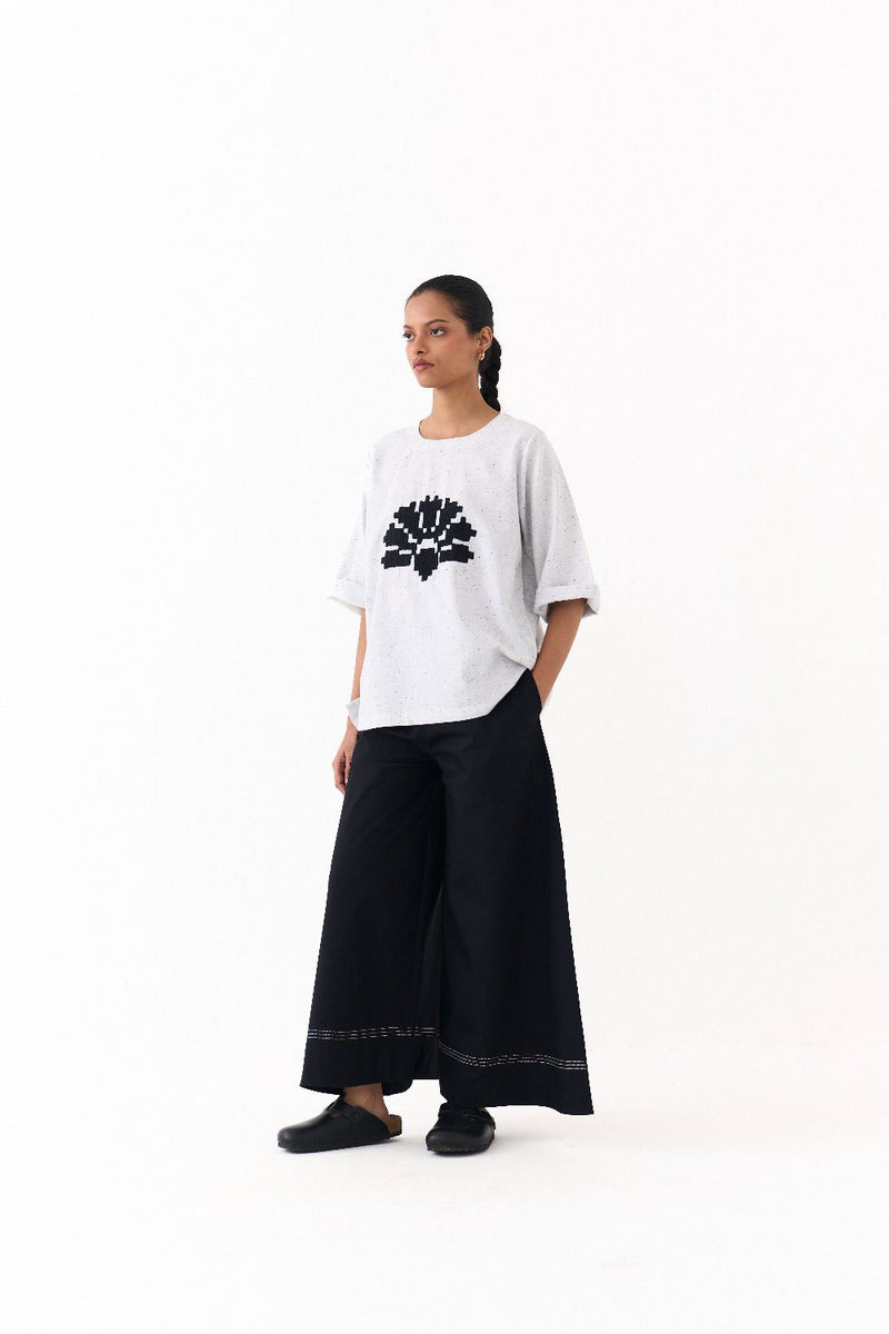 WAVE EMB. TOP-SPLASH PRINT IVORY by THREE in ivory color for women Worldwide