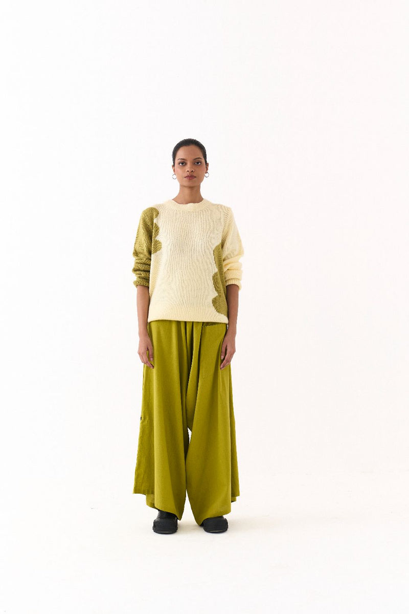 FLORAL SWEATER CO ORD (SET OF 2)-YELLOW & LIME by THREE for women Worldwide