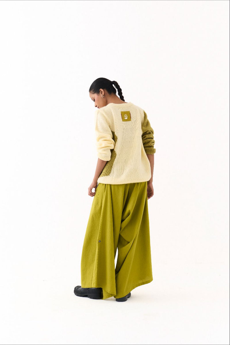 FLORAL SWEATER CO ORD (SET OF 2)-YELLOW & LIME by THREE for women Worldwide