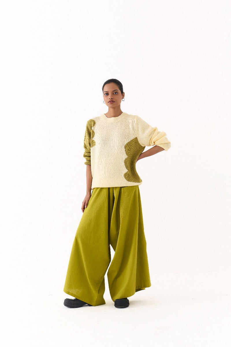 FLORAL SWEATER CO ORD (SET OF 2)-YELLOW & LIME by THREE for women Worldwide