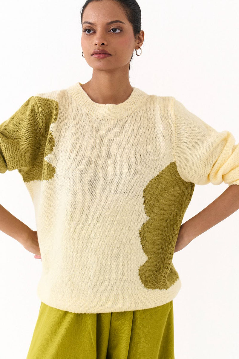 FLORAL SWEATER CO ORD (SET OF 2)-YELLOW & LIME by THREE for women Worldwide