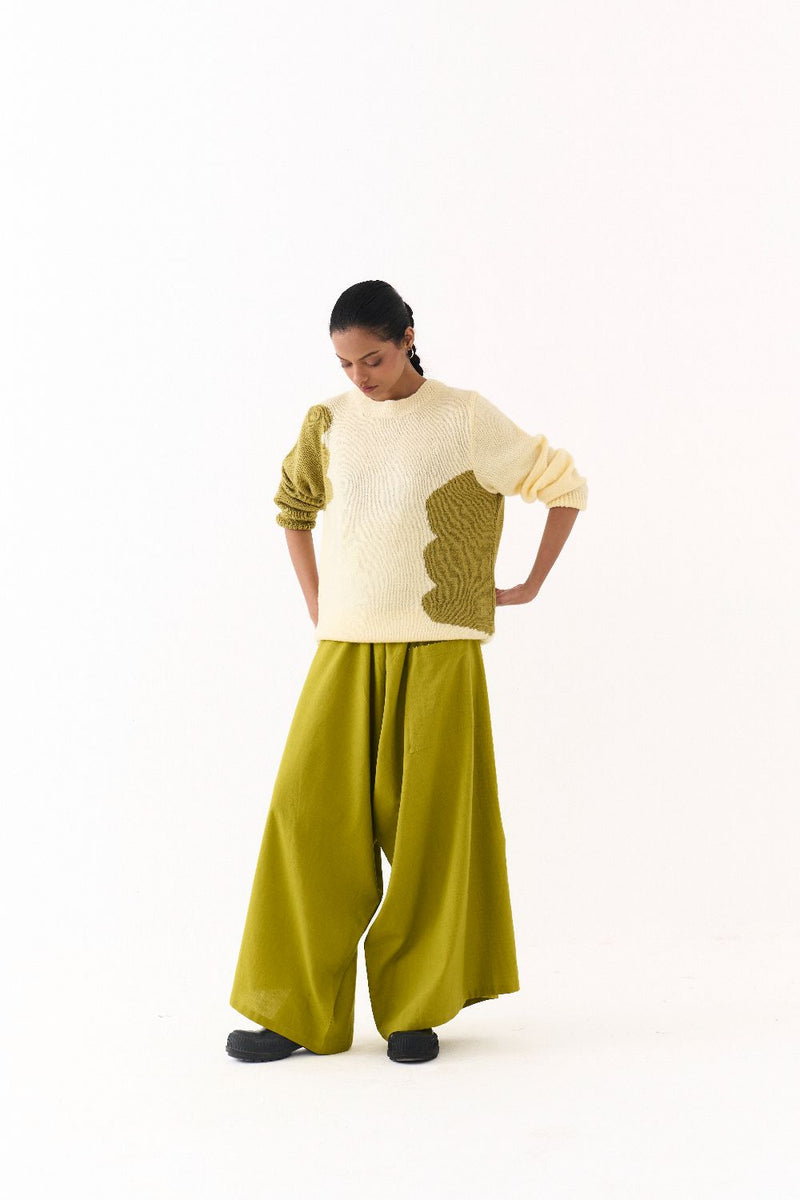 FLORAL SWEATER CO ORD (SET OF 2)-YELLOW & LIME by THREE for women Worldwide