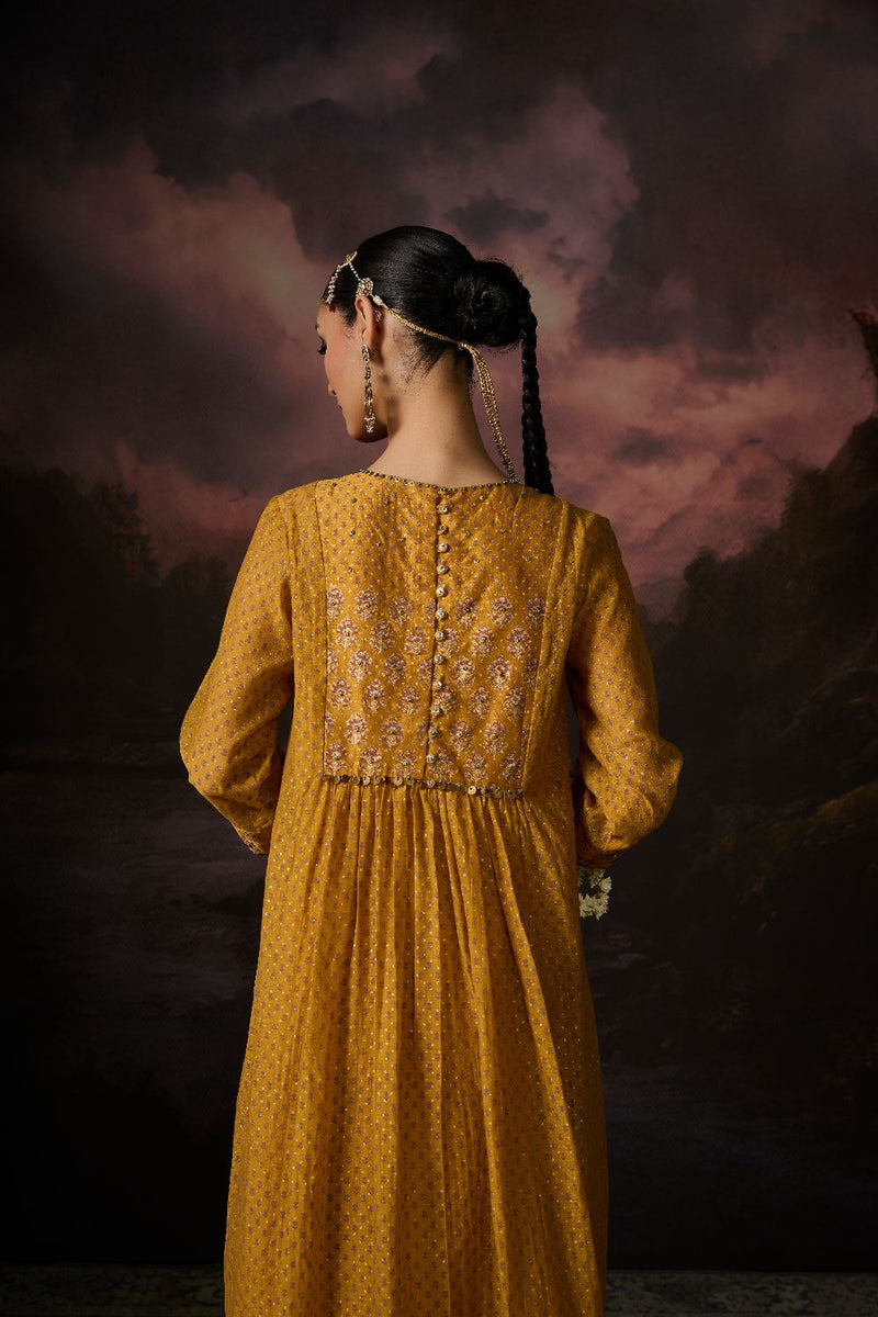 AYAAN KURTA chanderi by SWATTI KAPOOR in yellow color for women Worldwide