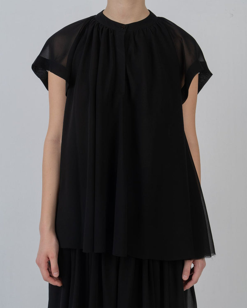 AYRE GEORGETTE TOP - Black top/shirt by Leh Studios in black for women Worldwide
