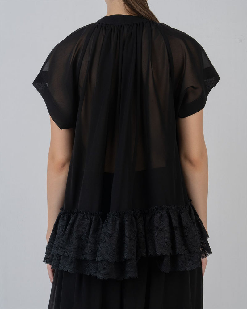 AYRE GEORGETTE TOP - Black top/shirt by Leh Studios in black for women Worldwide