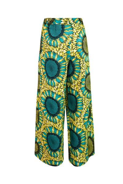 Adaora wide leg Pants  - Yellow/Green Sunflowers |TROPICANA