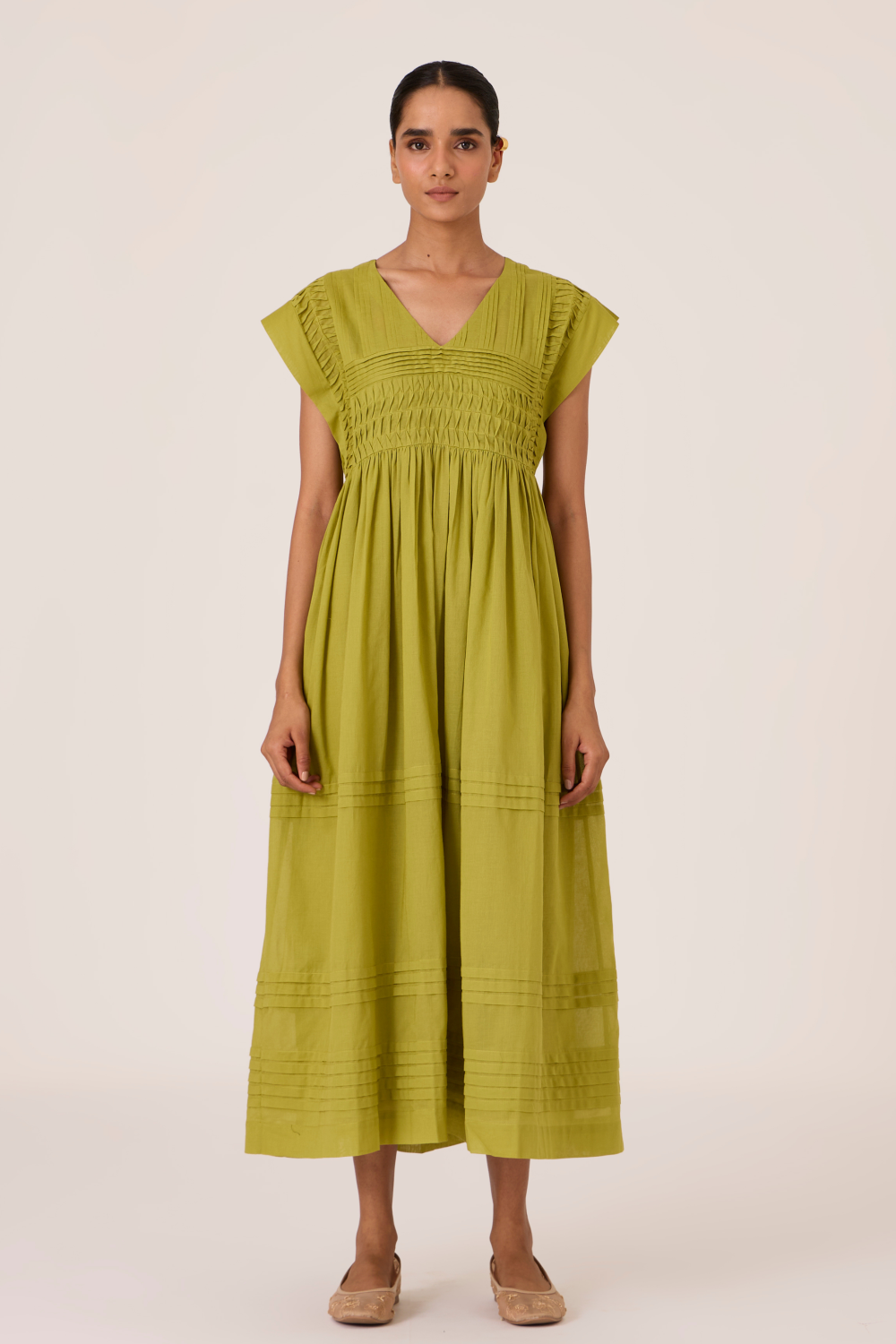 Aelia Citron Pleated Midi Dress