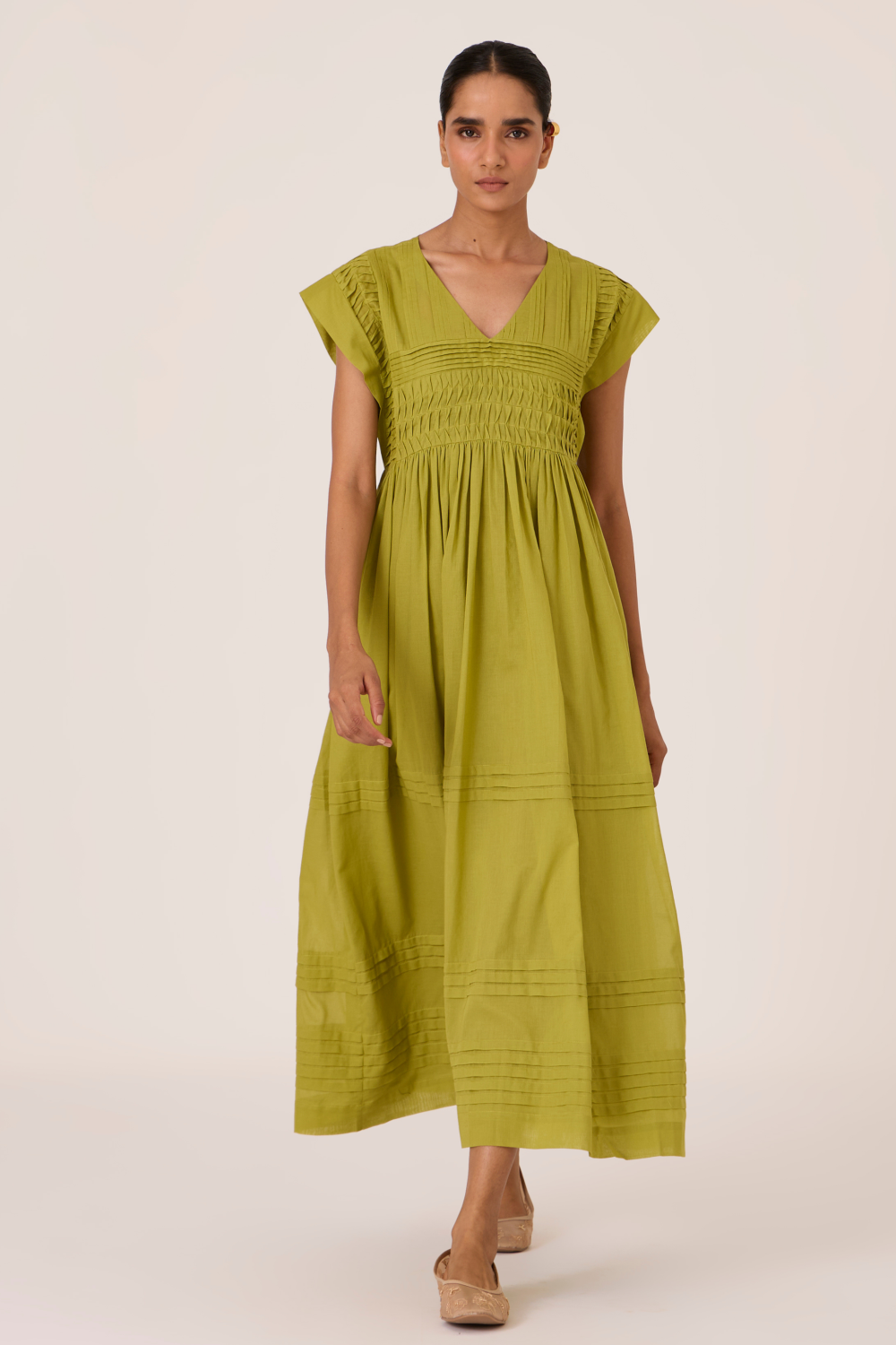 Aelia Citron Pleated Midi Dress