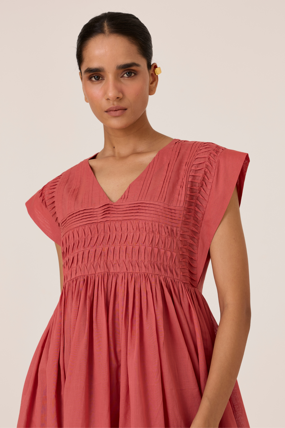 Aelia Rouge Pleated Midi Dress