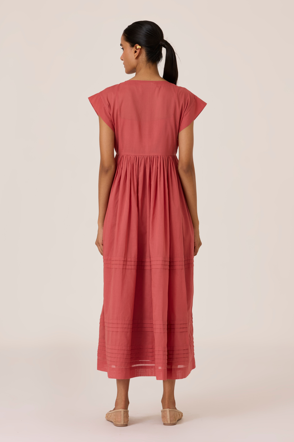 Aelia Rouge Pleated Midi Dress