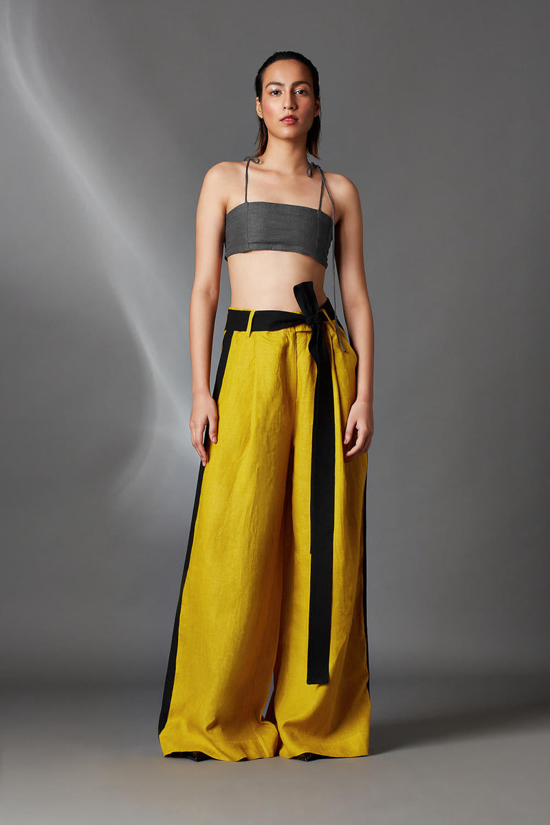 Aera Trousers in Mustard-Mustard by Chola in mustard color for women Worldwide