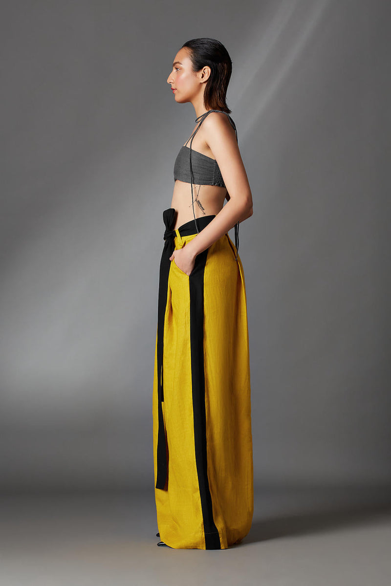 Aera Trousers in Mustard-Mustard by Chola in mustard color for women Worldwide