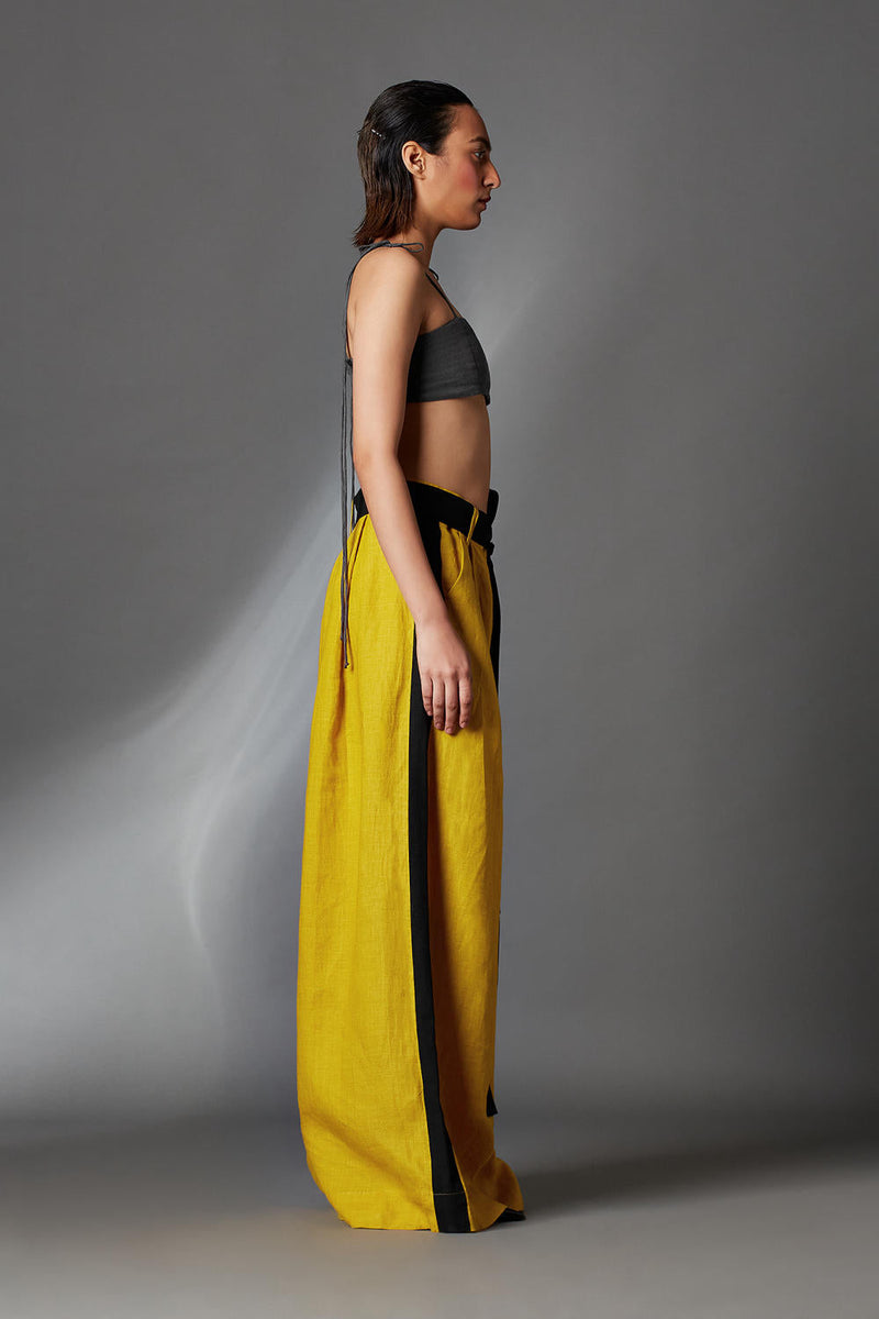 Aera Trousers in Mustard-Mustard by Chola in mustard color for women Worldwide