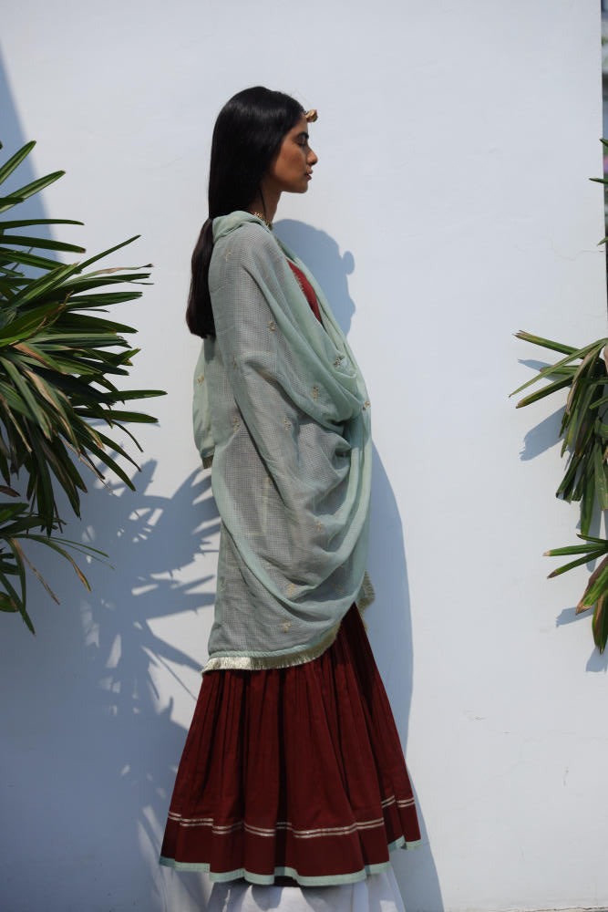 Aftaab sharara set cotton Kurta/Kurta Sets by Khara Kapas in brown for women Worldwide
